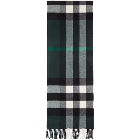 burberry green check wool scarf.